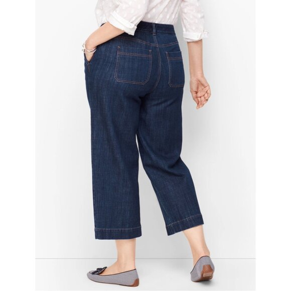 NWT TALBOTS Womens' Deep Azure Flawless Wide-Leg Crop Jeans Sz 14 Petite - Picture 3 of 9